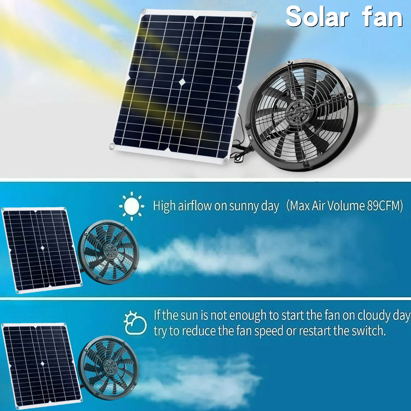 Kipas Tenaga Surya, Pengisi Da - Renewable Energy House ulasan dan harga